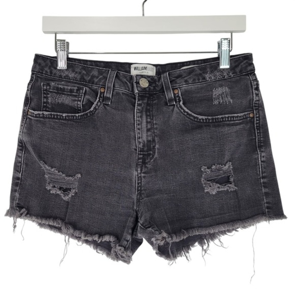 William Rast Women's Black Grunge Denim Shorts Size 29 Studded Distressed Frayed